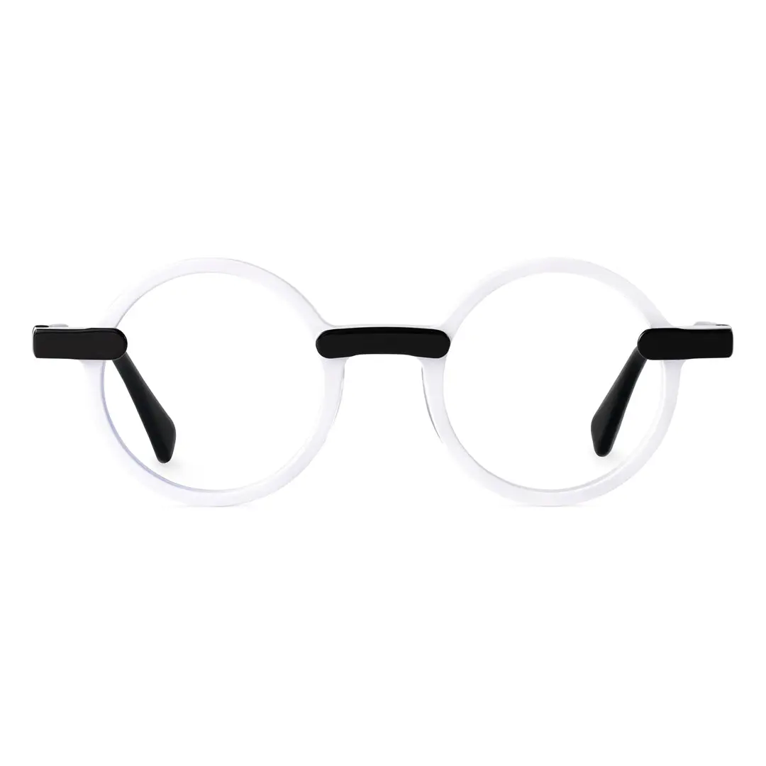 Front view of Sina round acetate eyeglasses RA0052305 in black