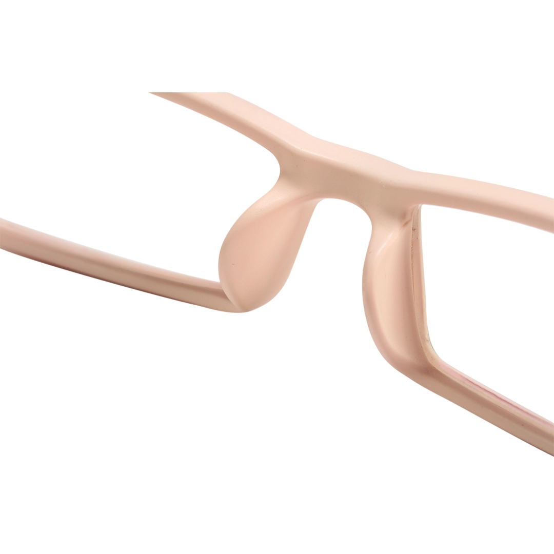 Integrated nose pad detail of Sing rectangle tr90 eyeglasses ER0302412 in beige