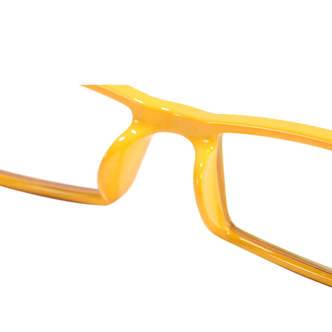 Integrated nose pad detail of Sing rectangle tr90 eyeglasses ER0302412 in yellow