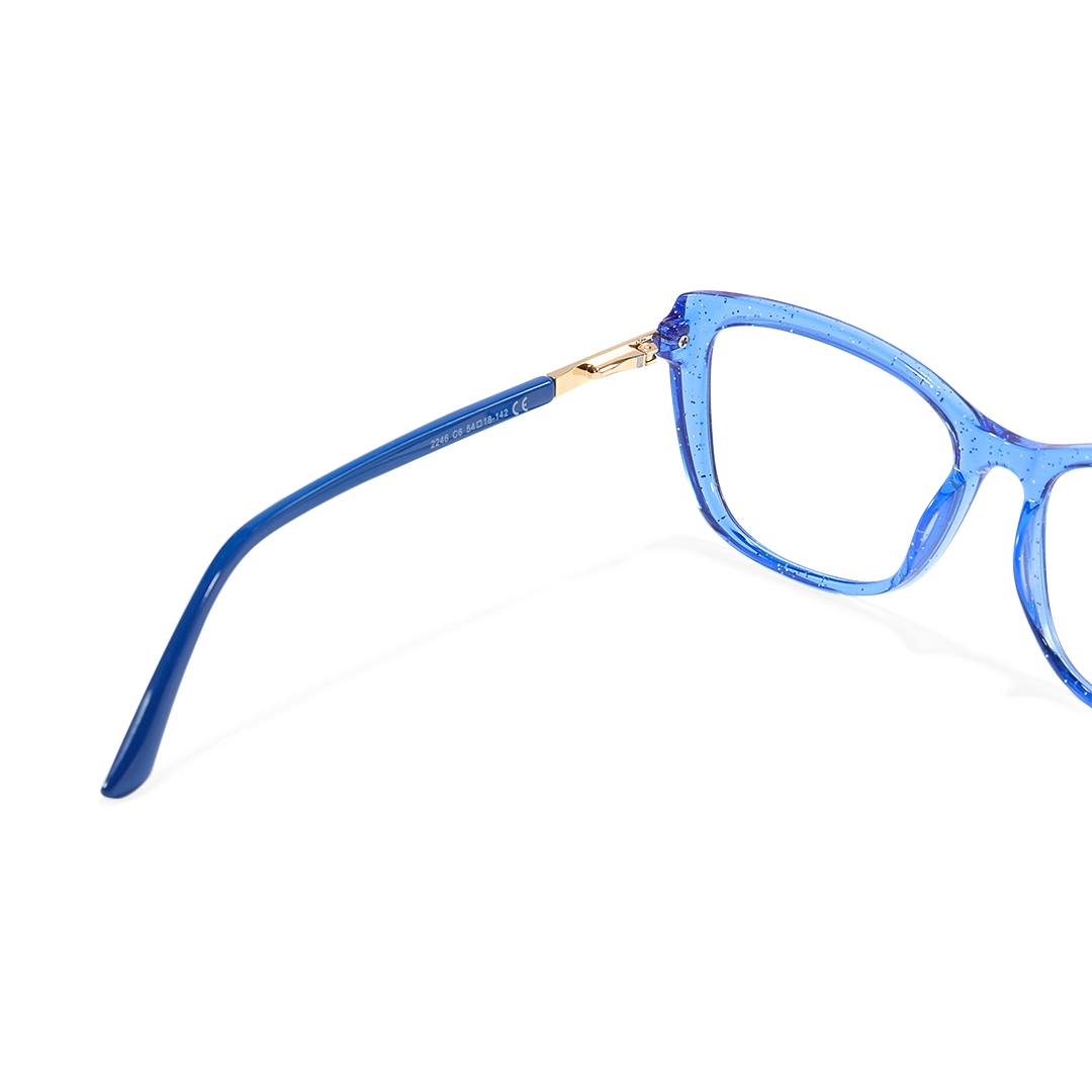 Hinge detail of Spark cat eye tr90 eyeglasses CR0062510 in blue