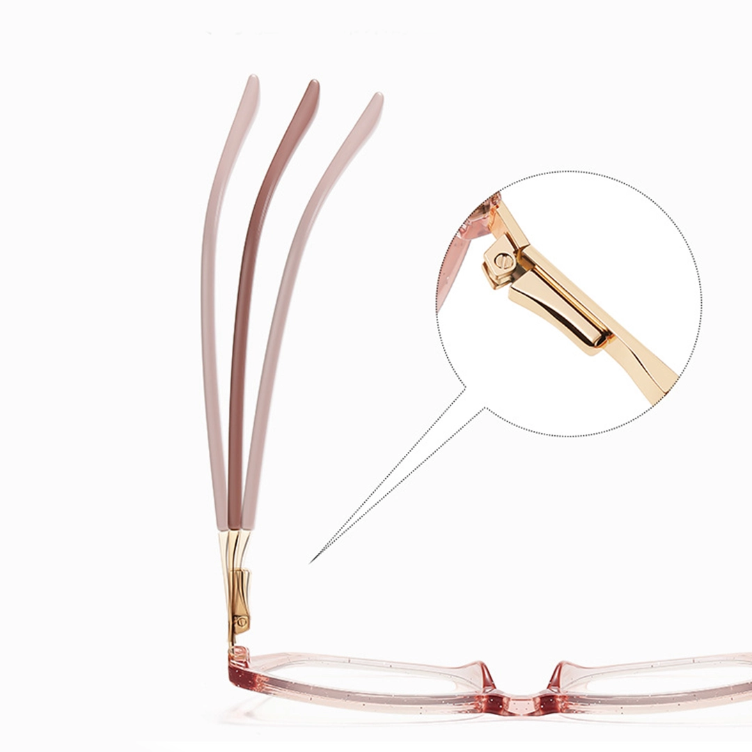 Spring hinge detail of Spark cat eye tr90 eyeglasses CR0062510 in pink