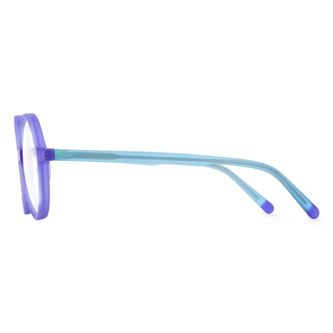 Side view of Stars round acetate eyeglasses RA0222310 in purple