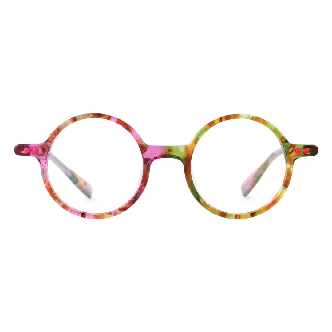 Front view of Stellar round acetate eyeglasses RA0052207 in multicolor