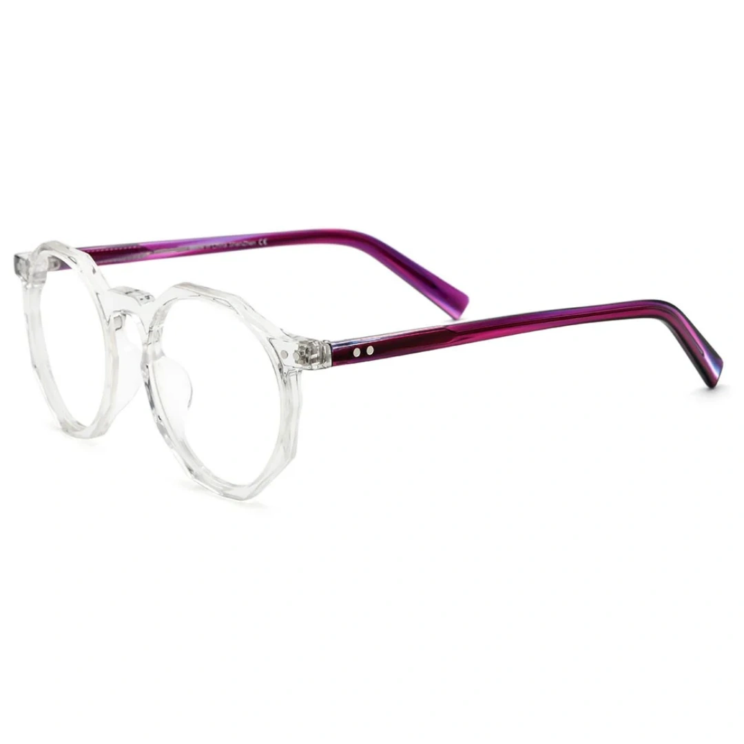 Angle view of Street geometric acetate eyeglasses GA0212403 in clear