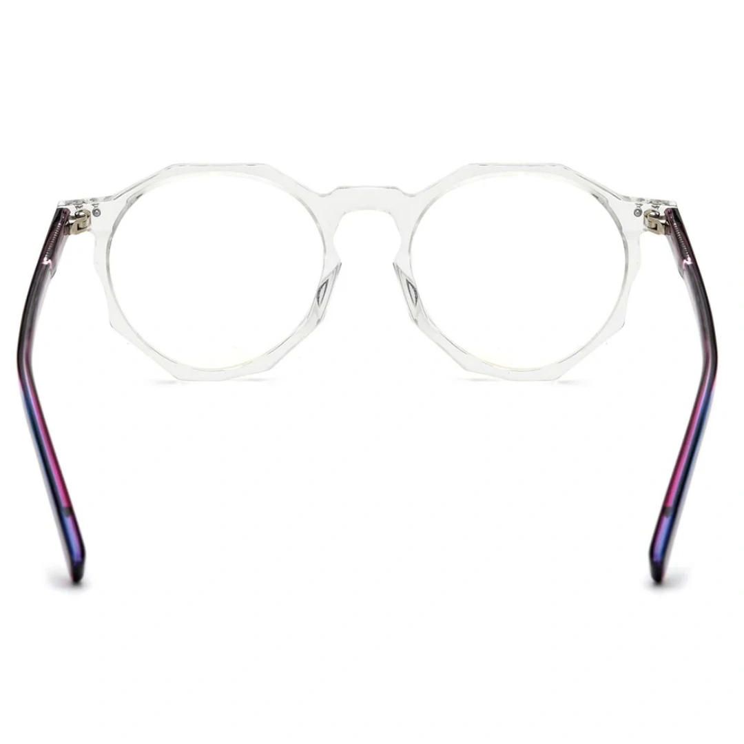 Back view of Street geometric acetate eyeglasses GA0212403 in clear