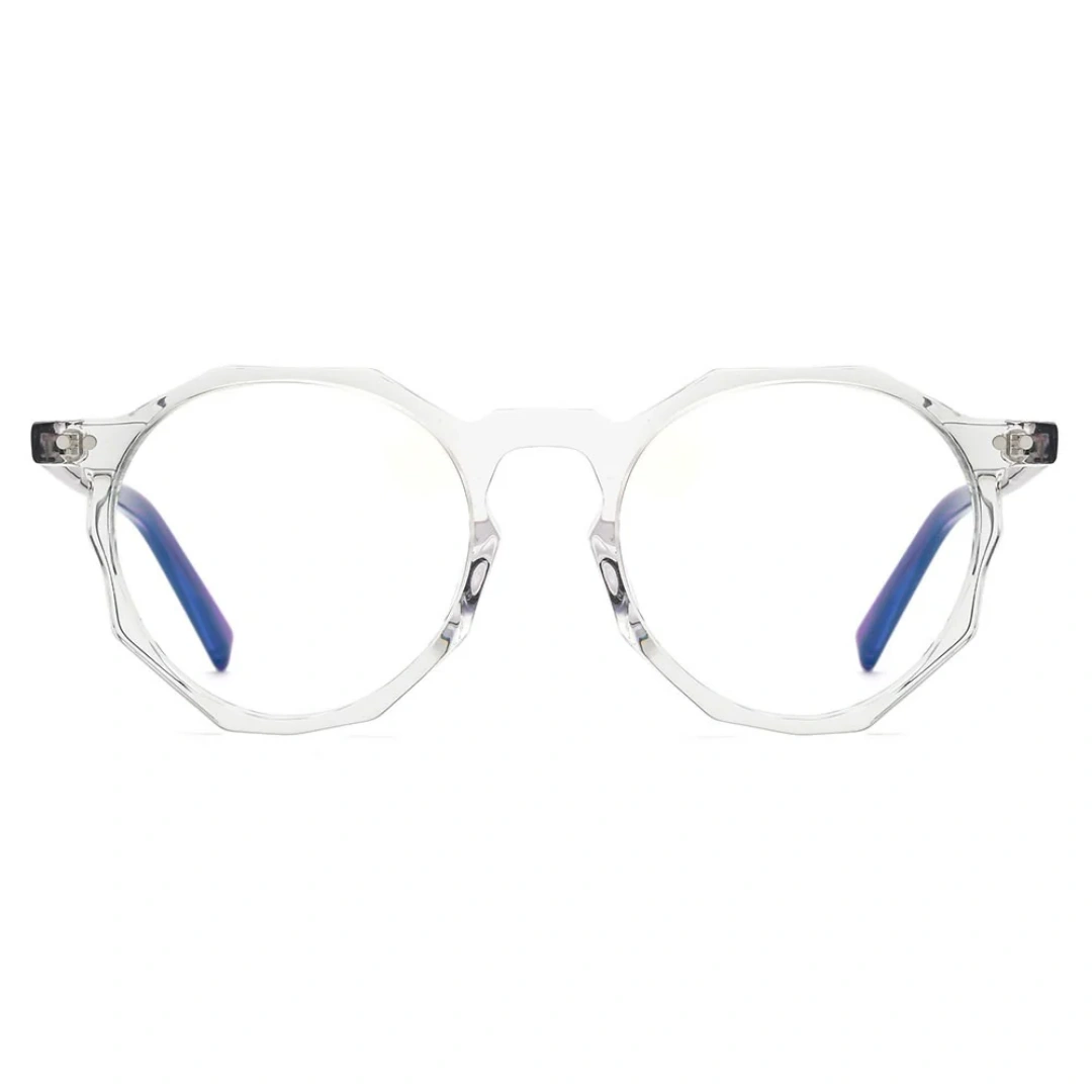 Front view of Street geometric acetate eyeglasses GA0212403 in clear