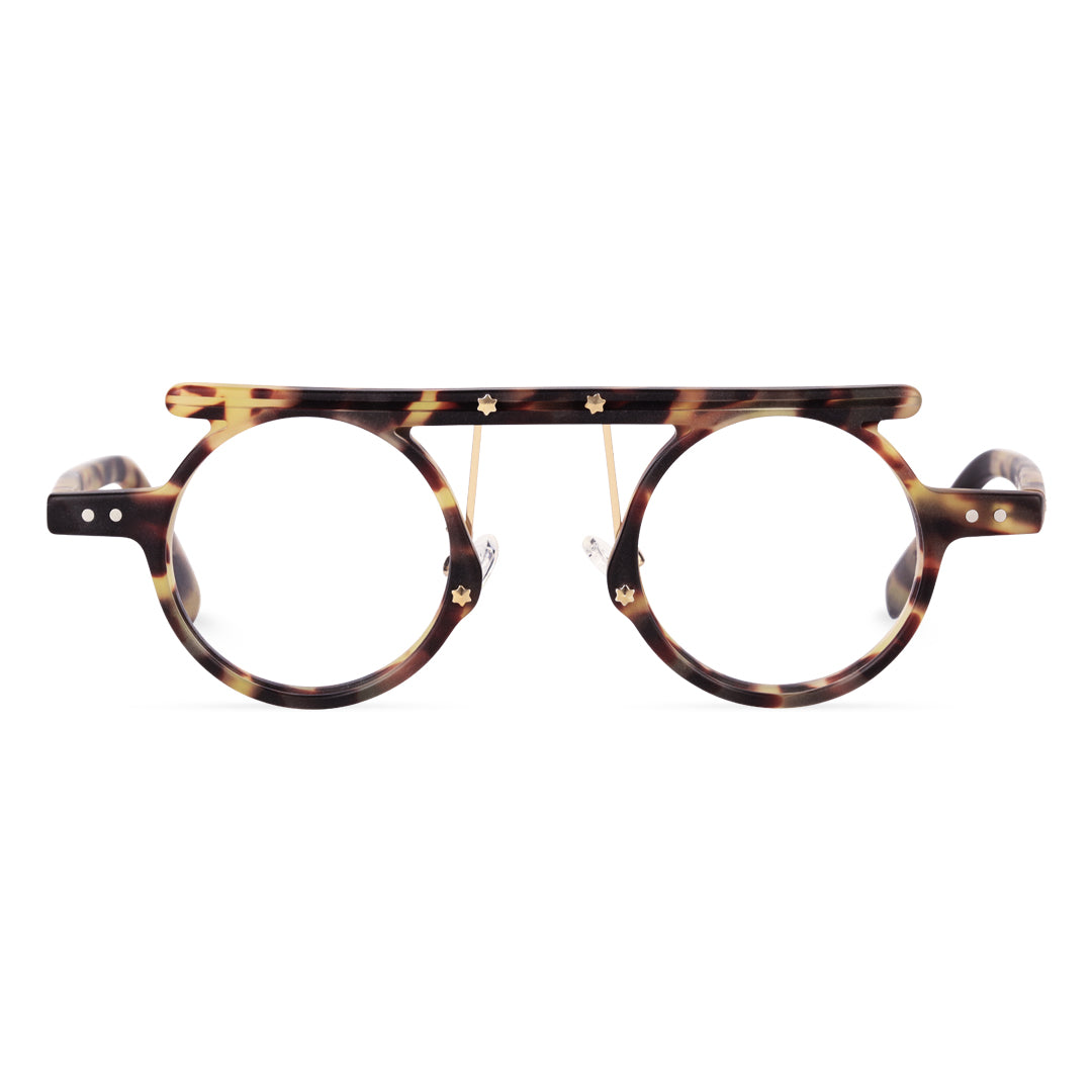 Front view of Susie round acetate eyeglasses RA0012405 in tortoise