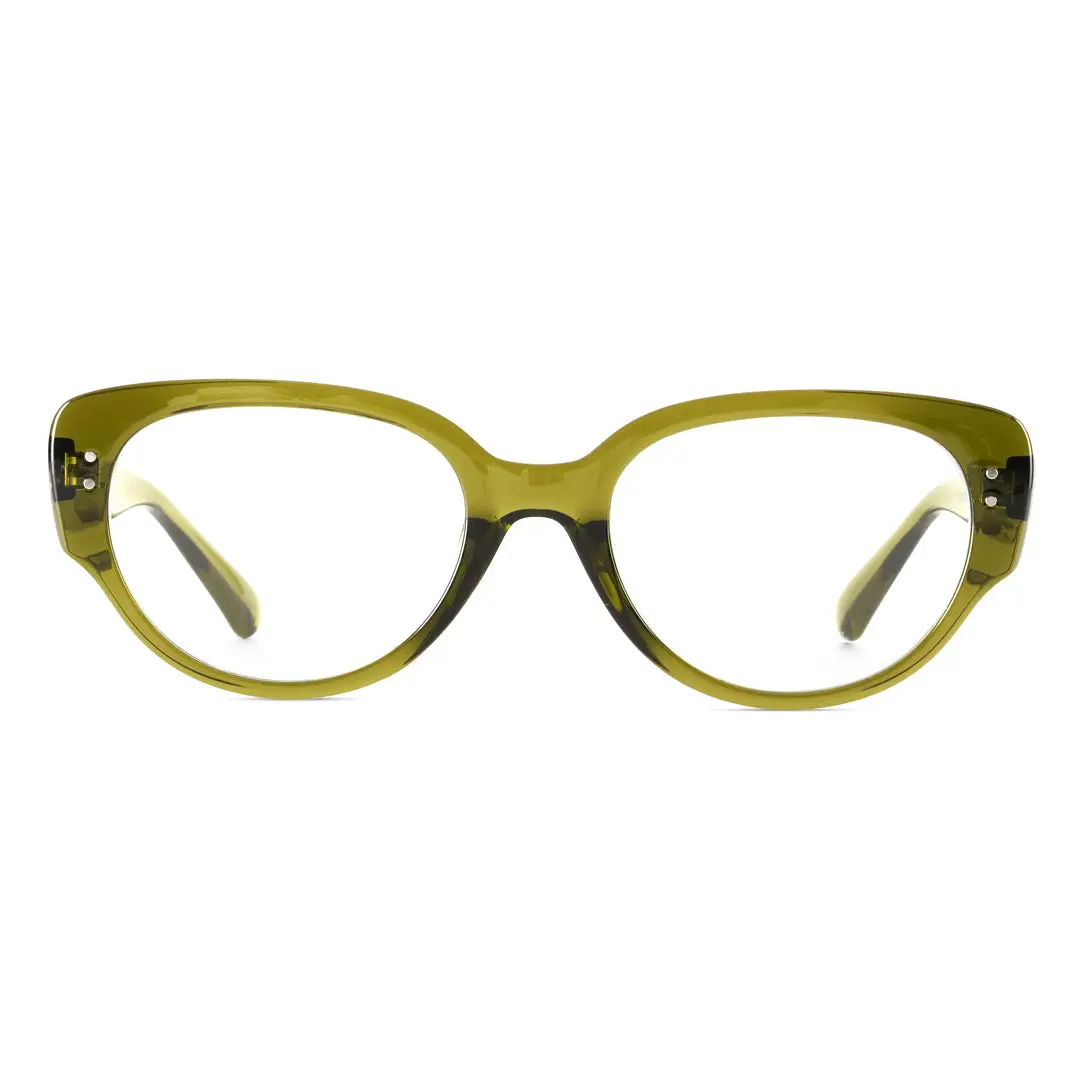 Front view of Tame cat eye tr90 eyeglasses CR0172302 in army green