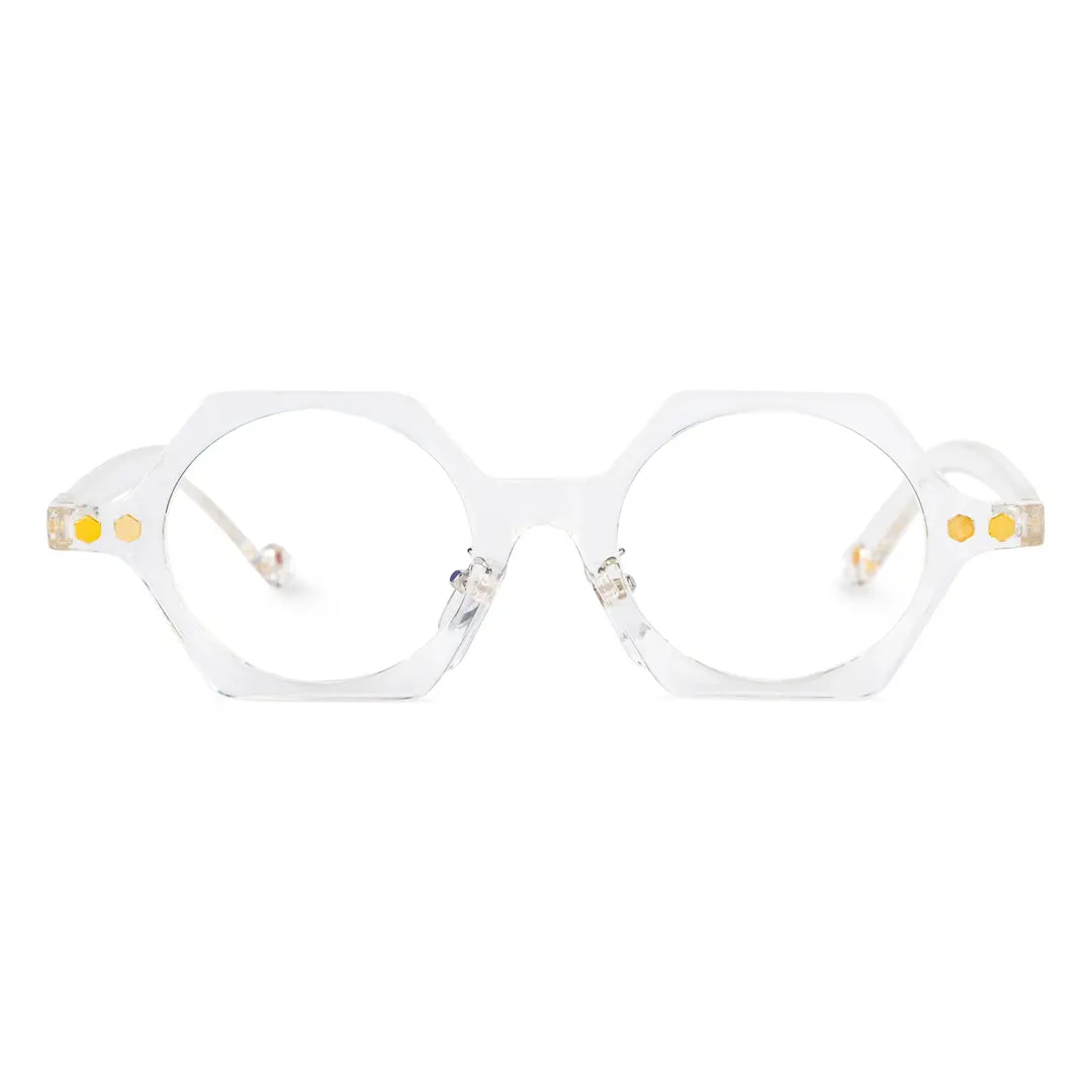 Front view of Tau geometric tr90 eyeglasses GR0302308 in white