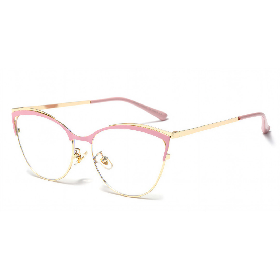 Angle view of Taurus cat eye metal eyeglasses CM0022208 in pink