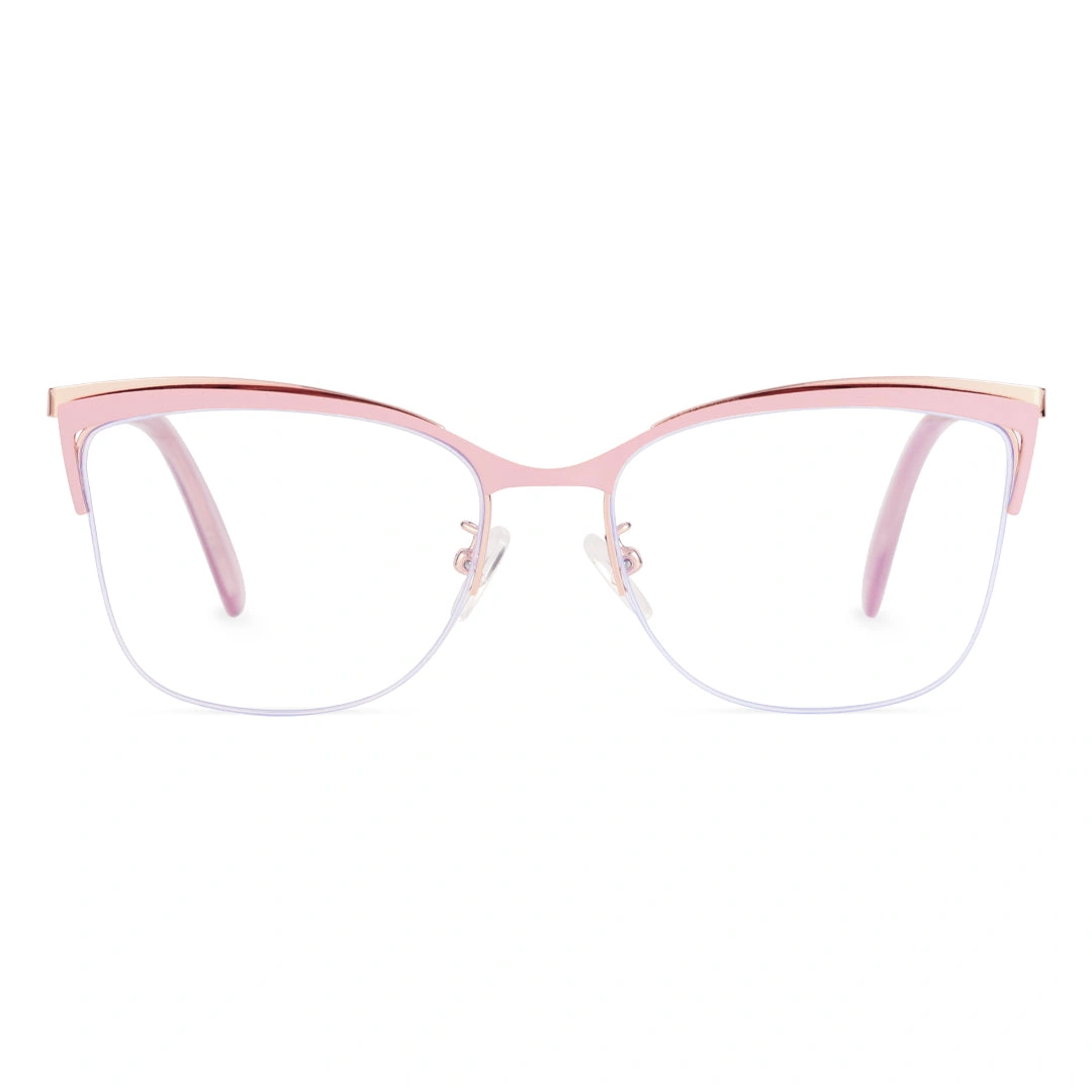 Front view of Taurus cat eye metal eyeglasses CM0022208 in pink