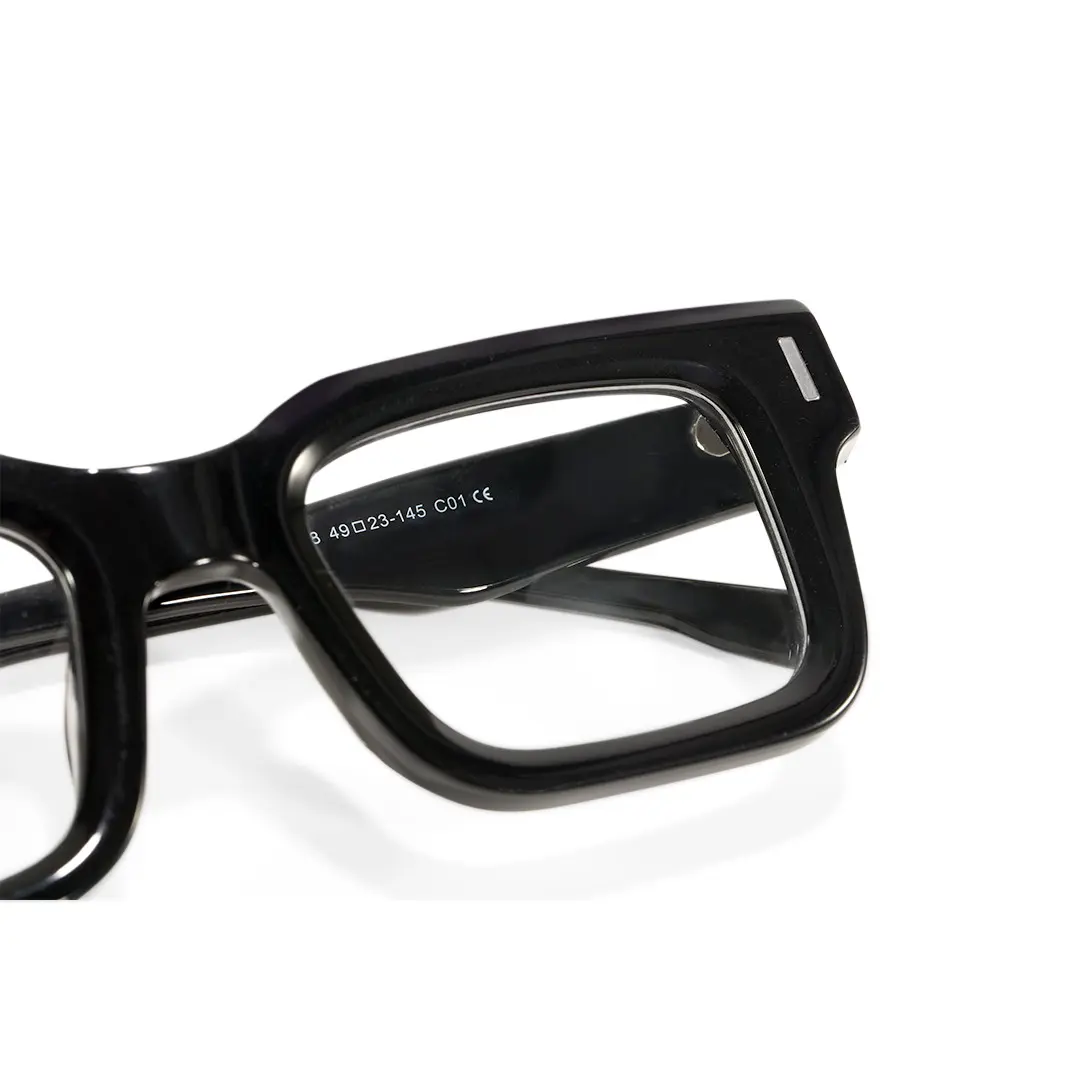 Front folded view of Tavi rectangle acetate eyeglasses EA0052506 in black