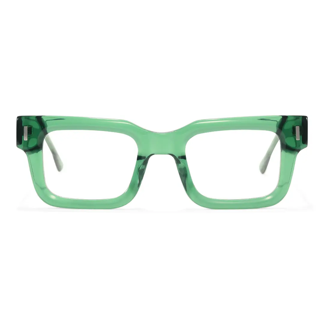 Front view of Tavi rectangle acetate eyeglasses EA0052506 in green