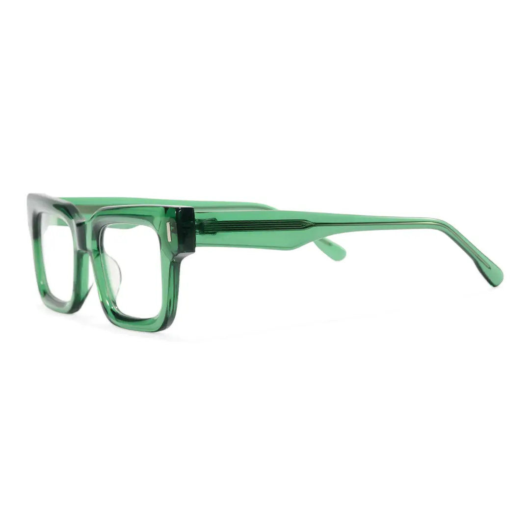 Side view of Tavi rectangle acetate eyeglasses EA0052506 in green