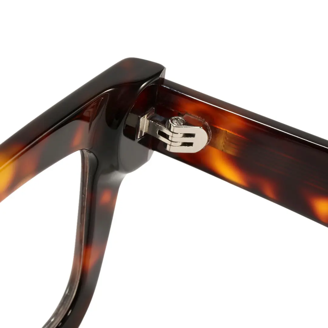 Hinge detail of Tavi rectangle acetate eyeglasses EA0052506 in tortoise
