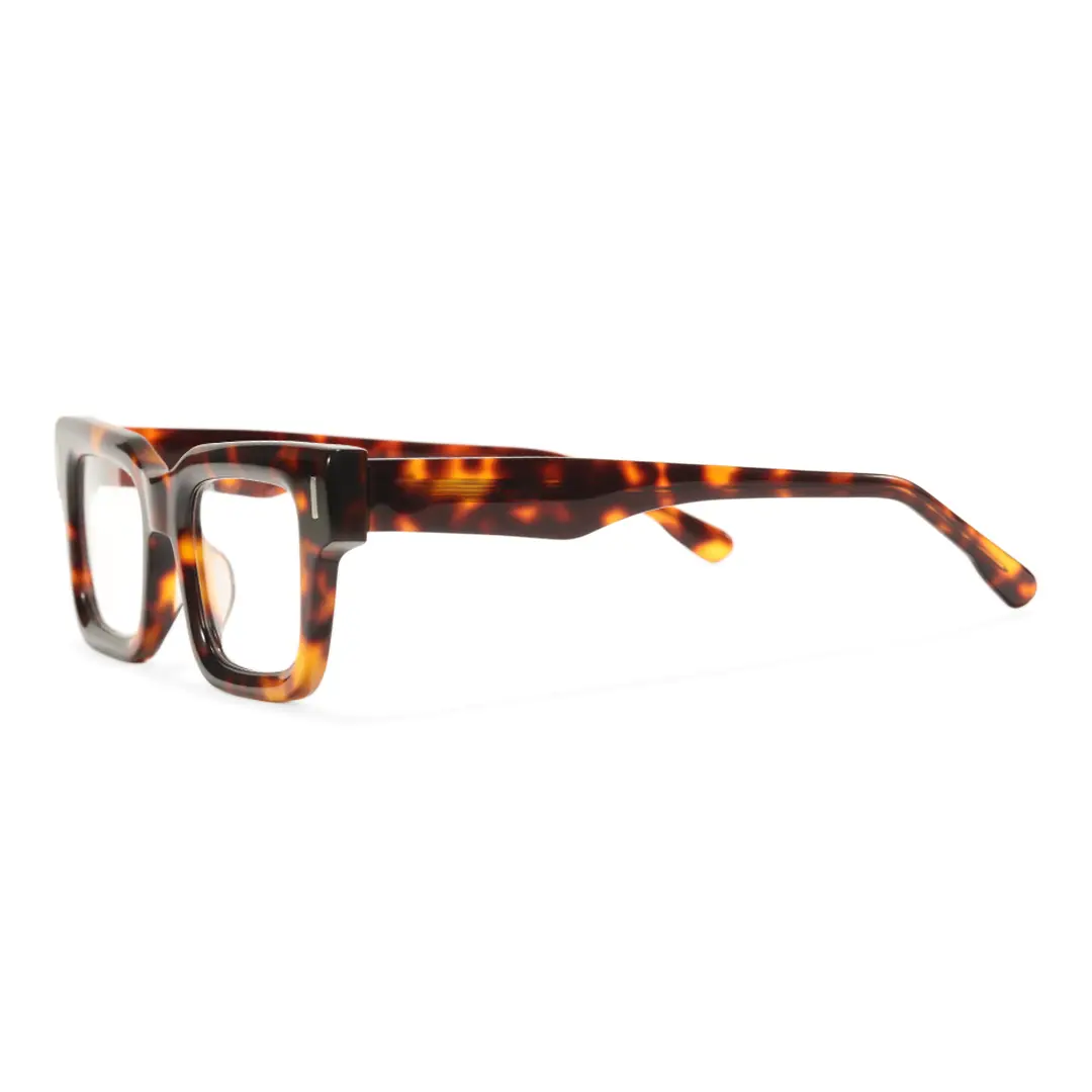 Side view of Tavi rectangle acetate eyeglasses EA0052506 in tortoise