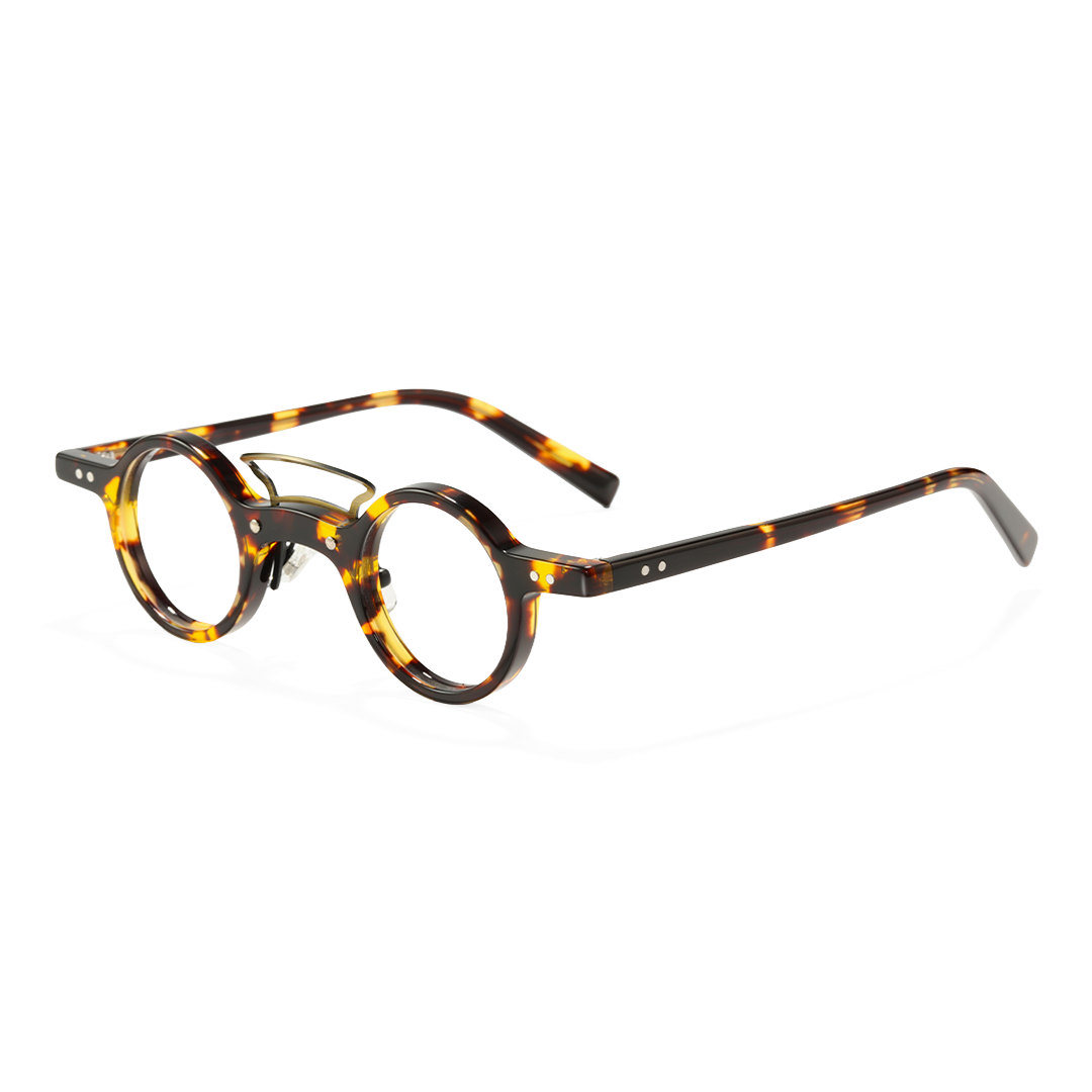 Angle view of Tero round acetate eyeglasses RA0302310 in tortoise