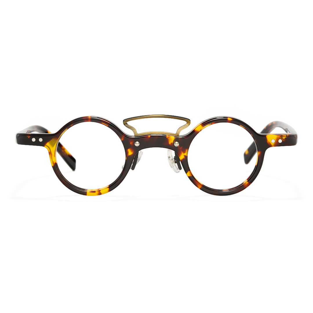 Front view of Tero round acetate eyeglasses RA0302310 in tortoise