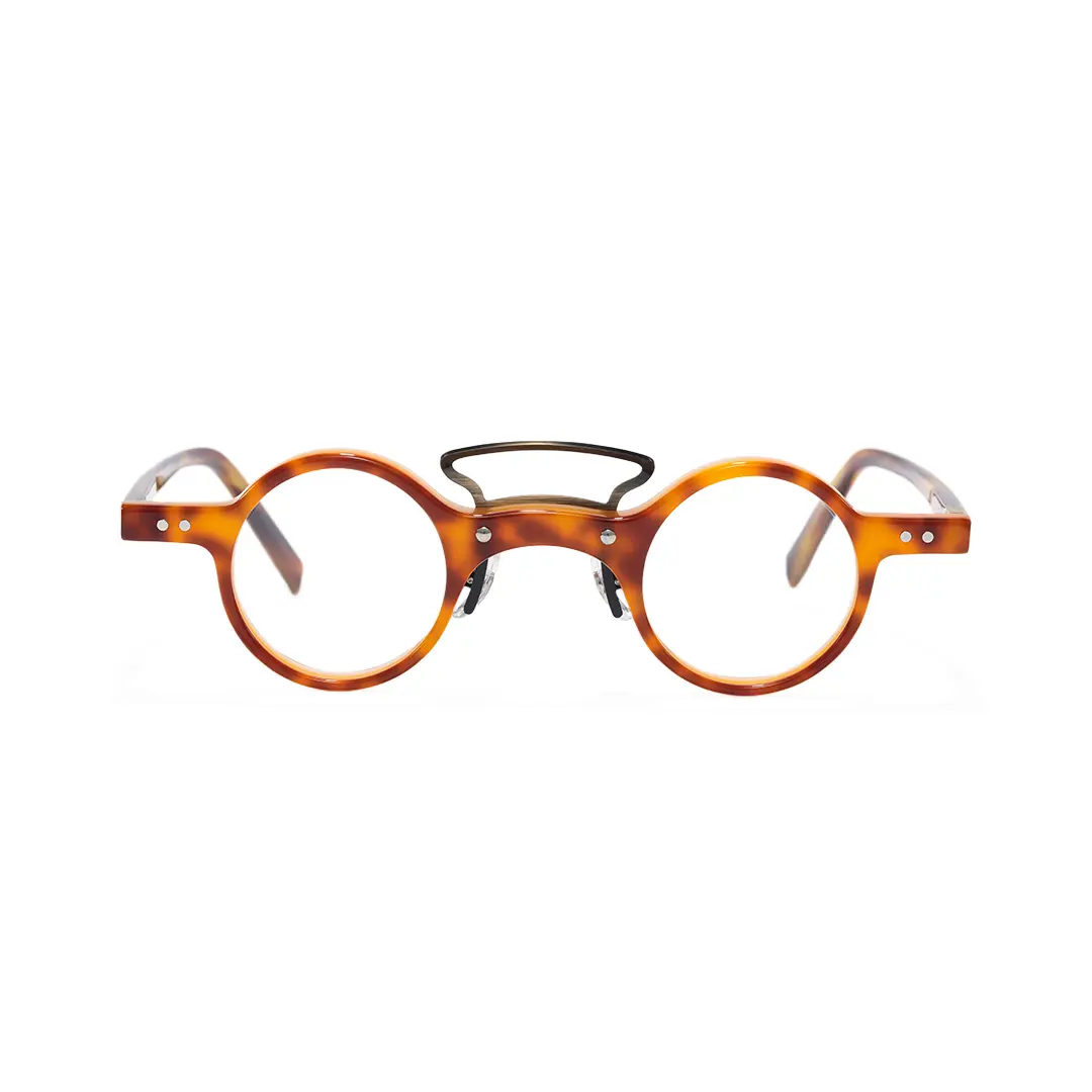 Front view of Tero round acetate eyeglasses RA0302310 in yellowtortoise