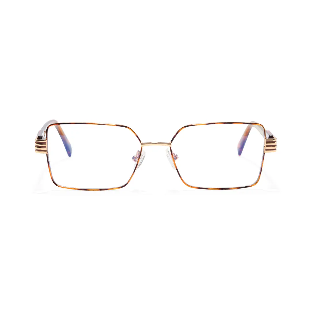 Front view of Thalia rectangle metal eyeglasses EM0332508 in tortoise