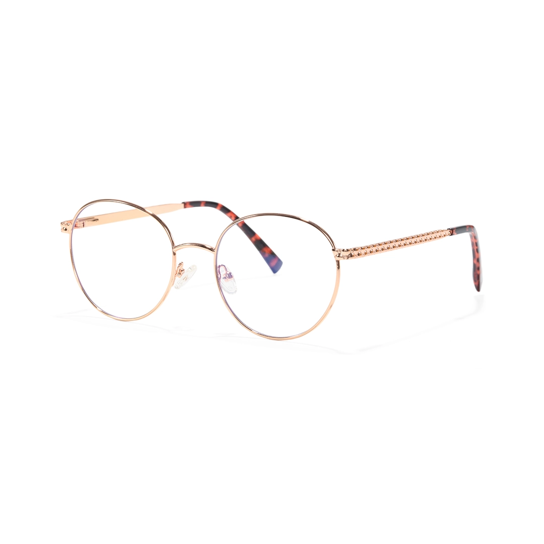 Angle view of Tiana round metal eyeglasses RM0492302 in bronze