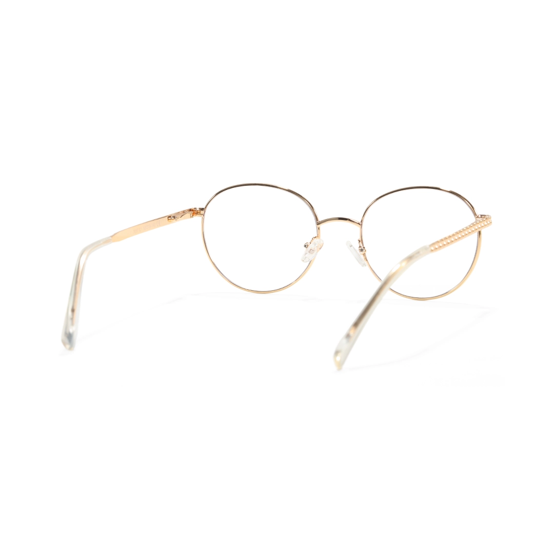 Back view of Tiana round metal eyeglasses RM0492302 in gold
