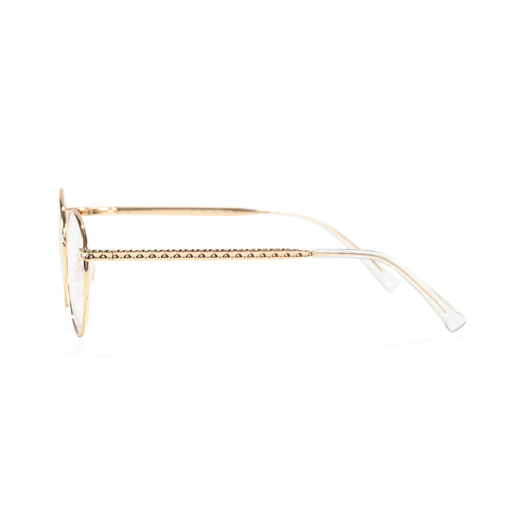 Side view of Tiana round metal eyeglasses RM0492302 in gold