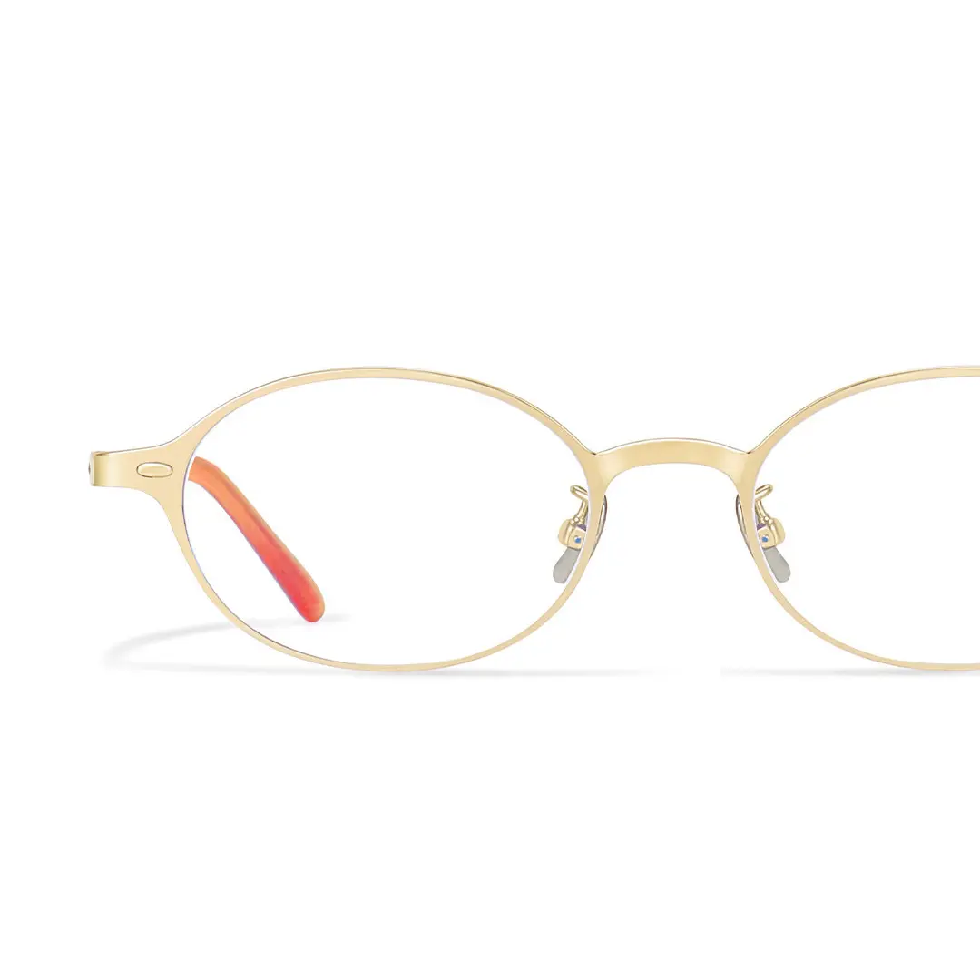 Frame detail view of Tompkin oval titanium eyeglasses OT0132412 in gold