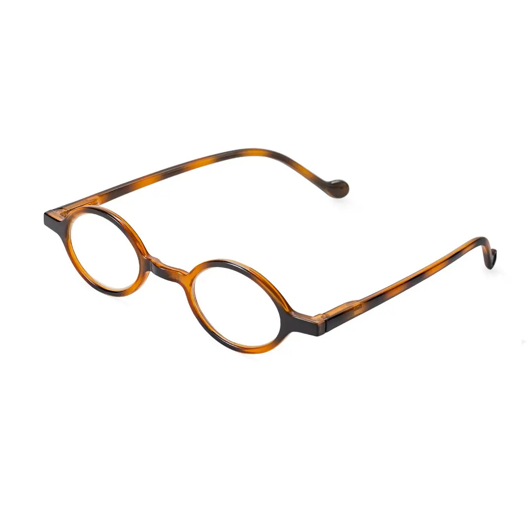 Angle view of Tsuki oval pc eyeglasses OP0142307 in tortoise