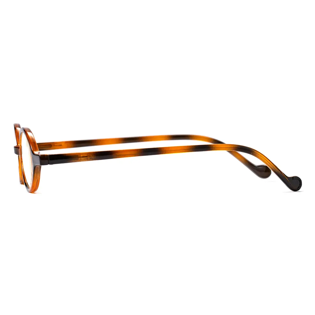 Side view of Tsuki oval pc eyeglasses OP0142307 in tortoise