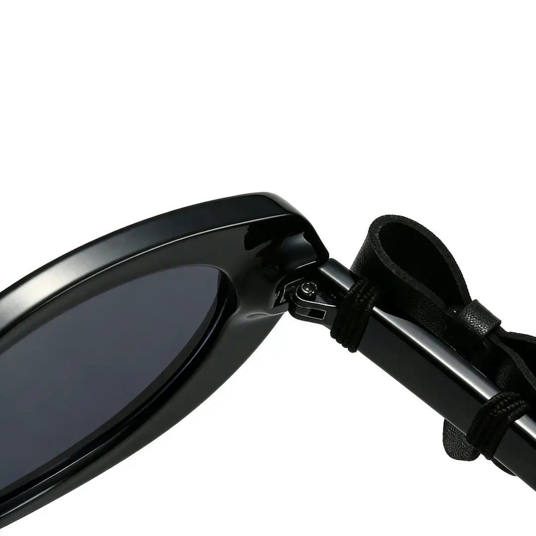Hinge detail of Tula cat-eye pc sunglasses CP0332512 in black