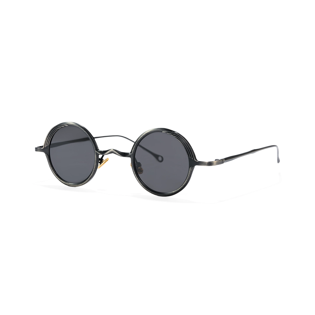 Angle view of Ulric round metal sunglasses RM0402601 in black