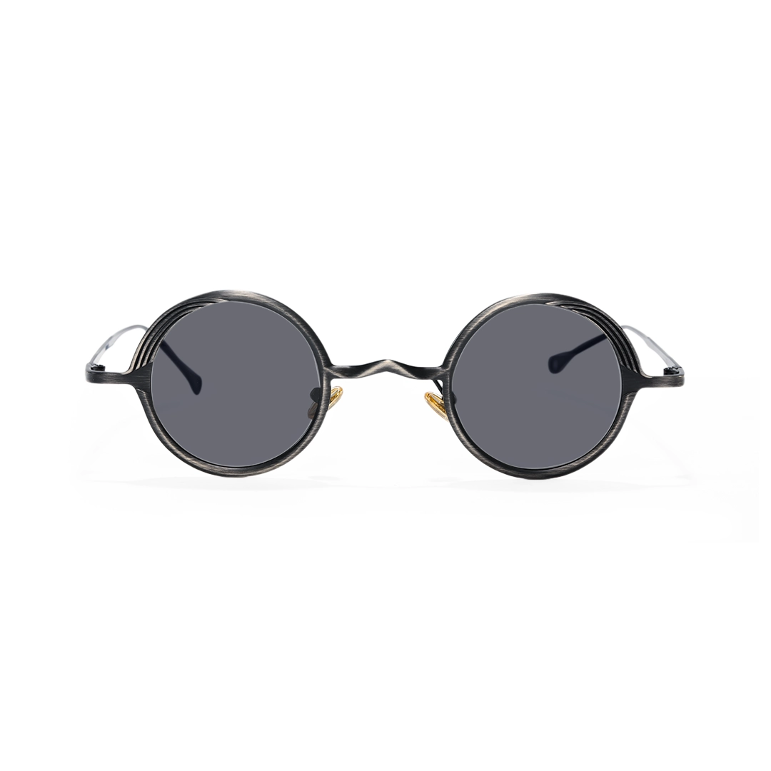 Front view of Ulric round metal sunglasses RM0402601 in black