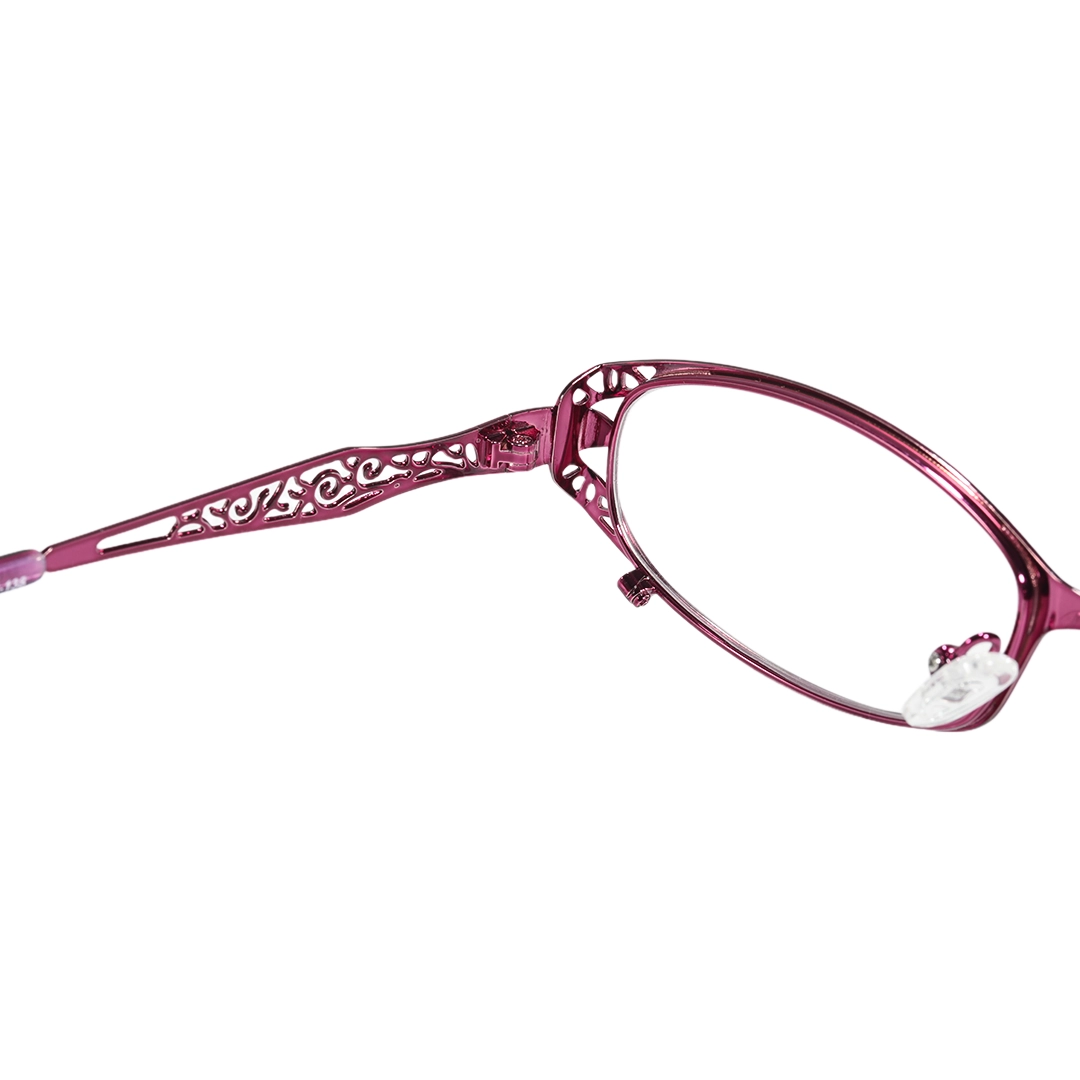 Hinge detail of Uma rectangle metal eyeglasses EM0312601 in purple