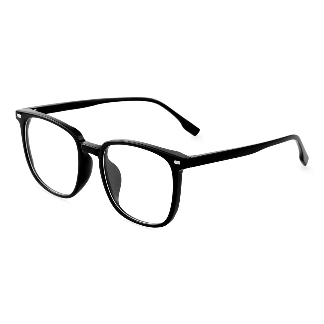 Angle view of Una square tr90 magnetic clip-on eyeglasses set with interchangeable toppers SR0262410 in black