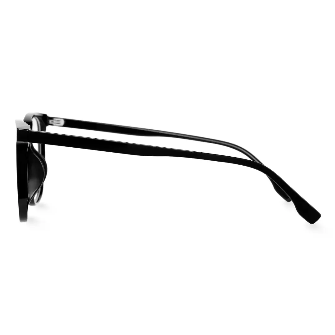 Side view of Una square tr90 magnetic clip-on eyeglasses set with interchangeable toppers SR0262410 in black