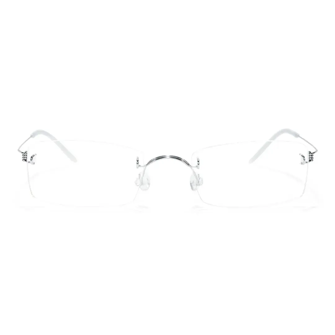 Front view of Urban rectangle titanium eyeglasses ET0292601 in silver