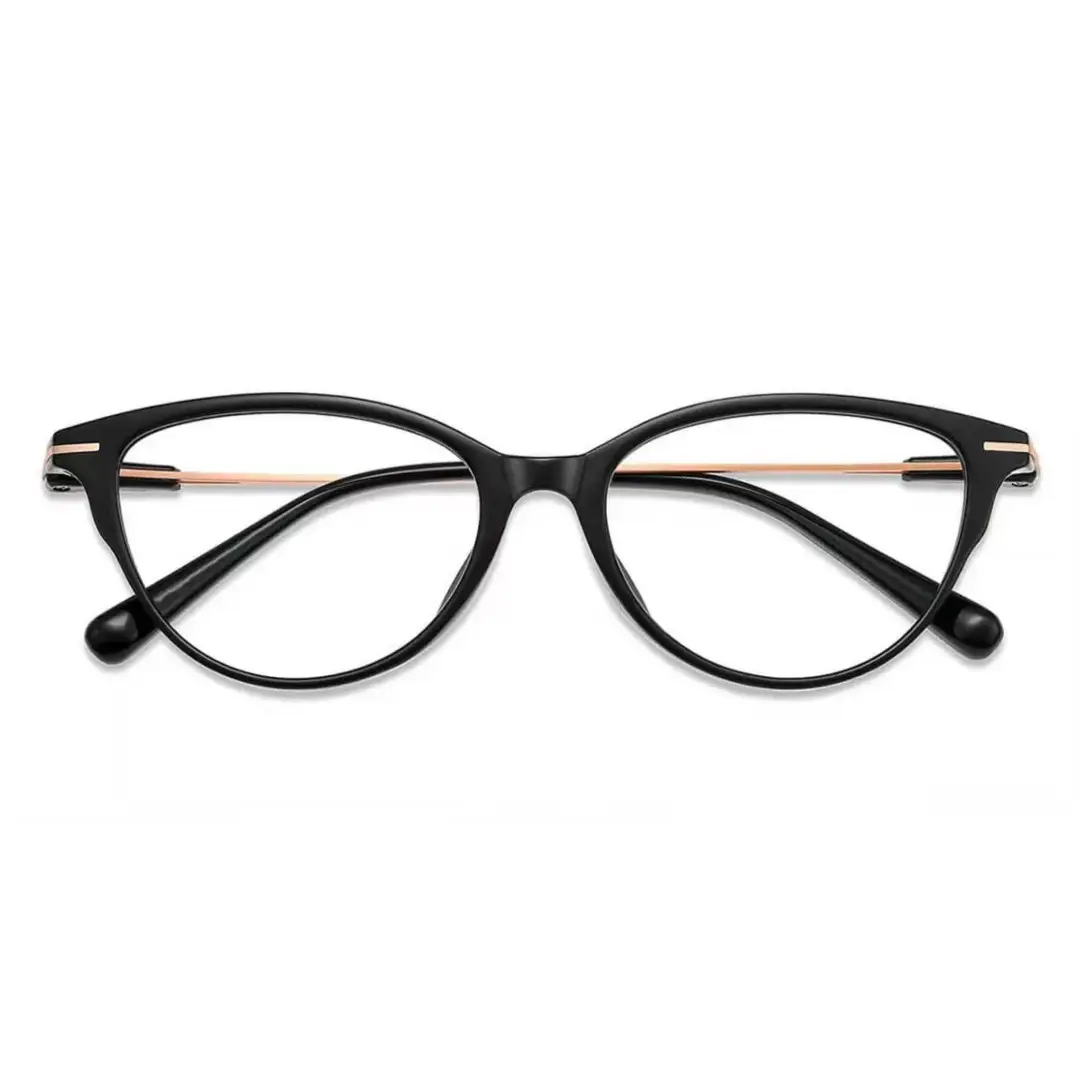 Front folded view of Vagan cat eye tr90 eyeglasses CR0072409 in black