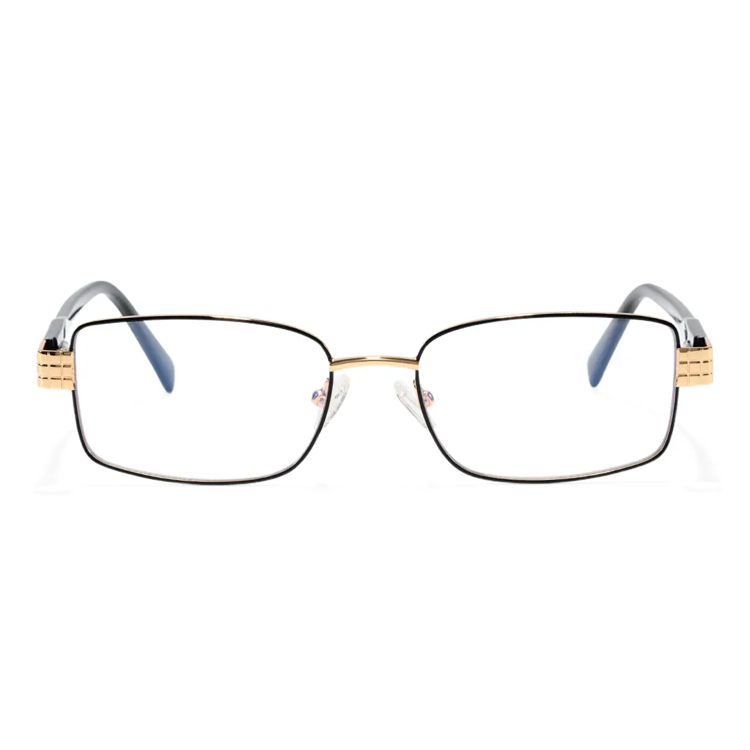 Front view of Valeria rectangle metal eyeglasses EM0322508 in black