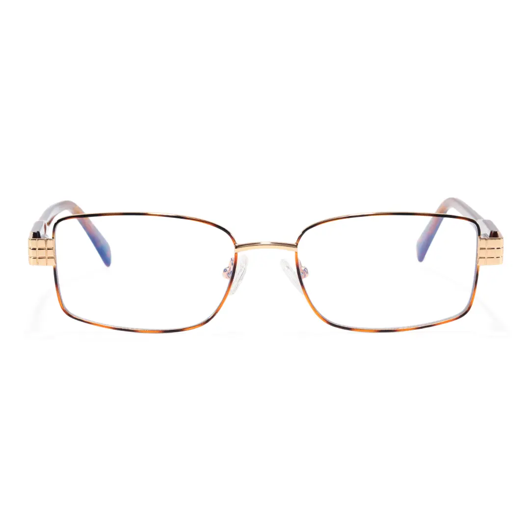 Front view of Valeria rectangle metal eyeglasses EM0322508 in tortoise