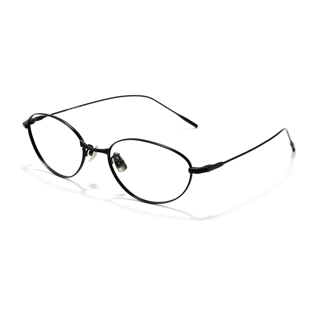 Angle view of Value oval titanium eyeglasses OT0072501 in black