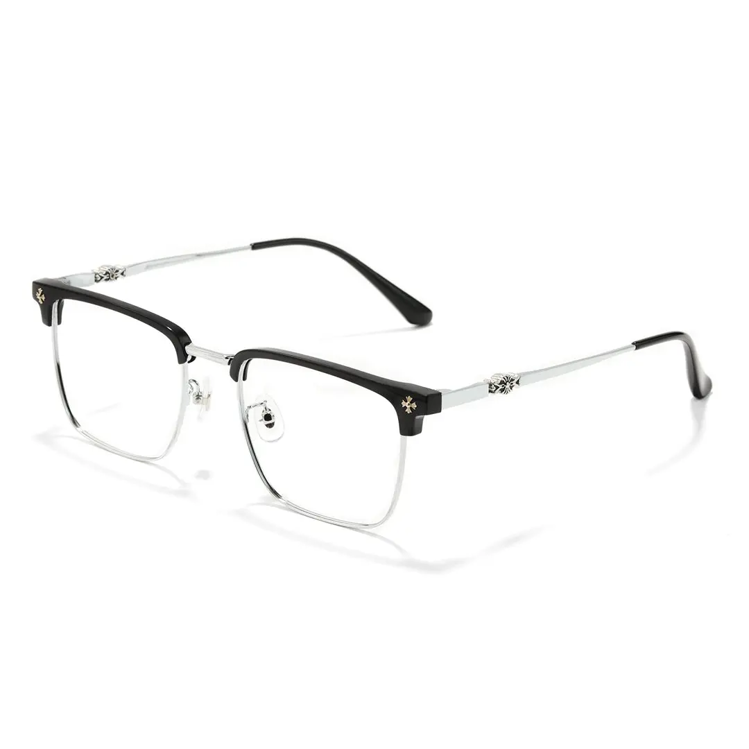 Angle view of Vivid browline metal eyeglasses BM0102501 in silver