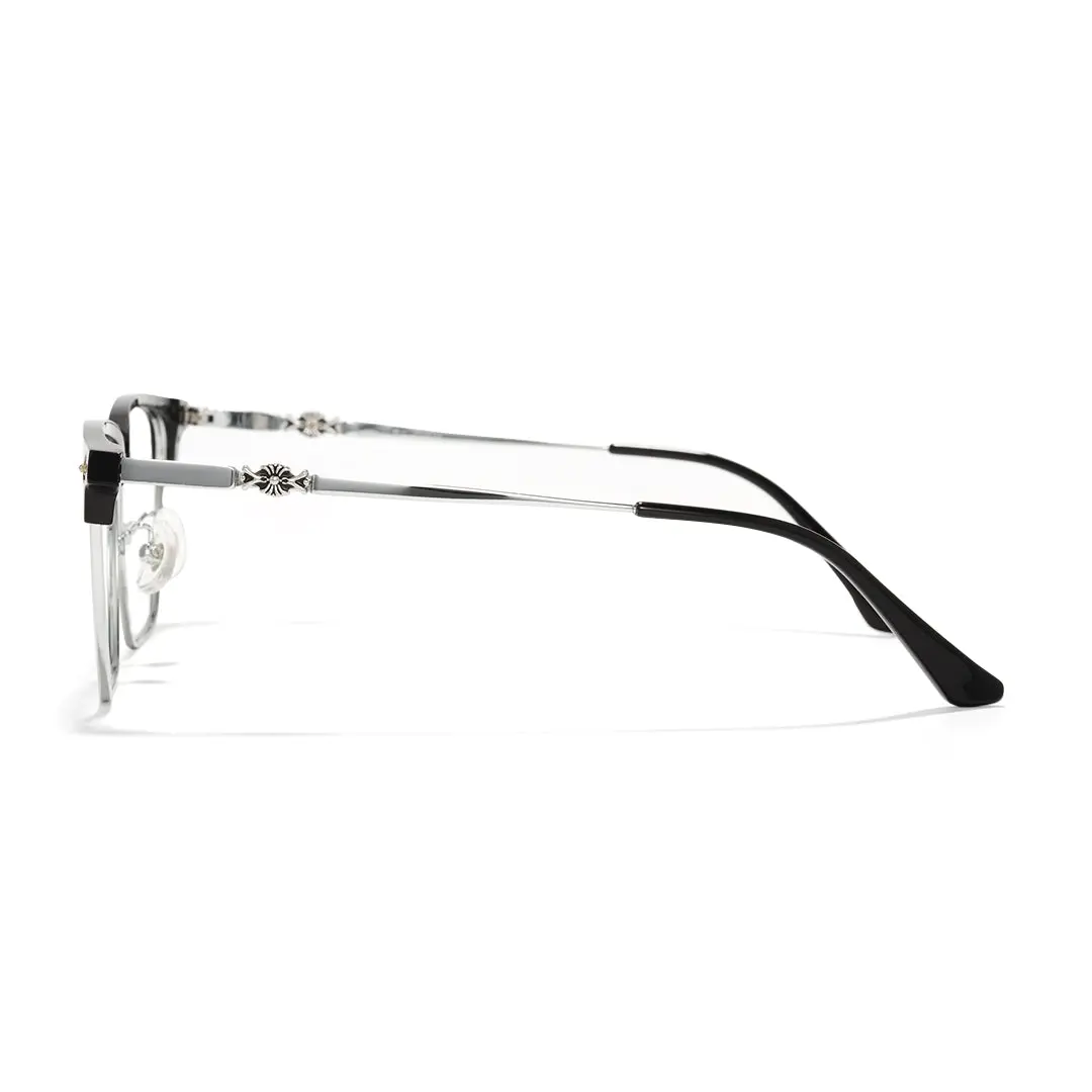Side view of Vivid browline metal eyeglasses BM0102501 in silver