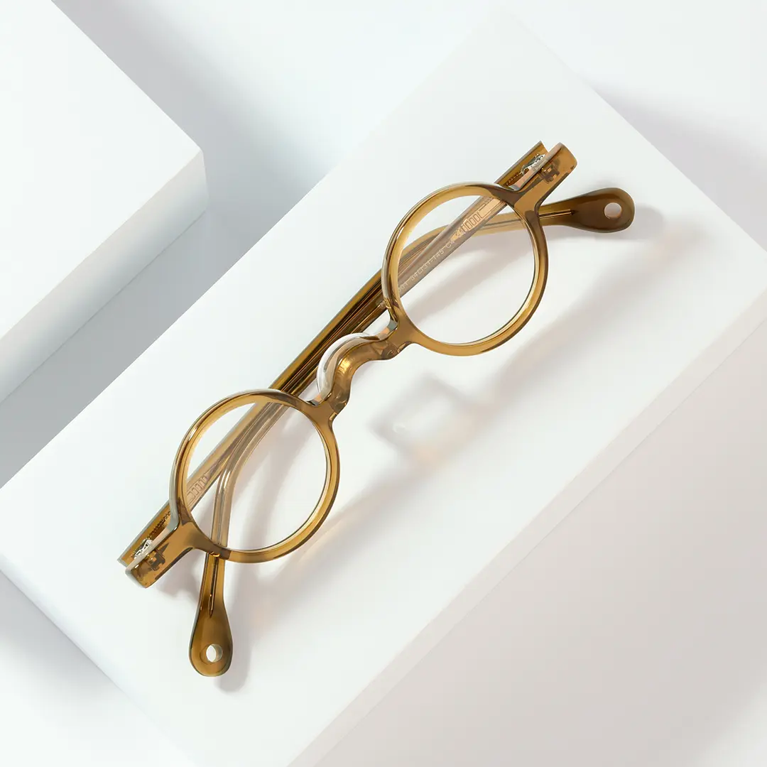 Scene view of Waye vintage round acetate eyeglasses in bronze. SPU: RA0402411