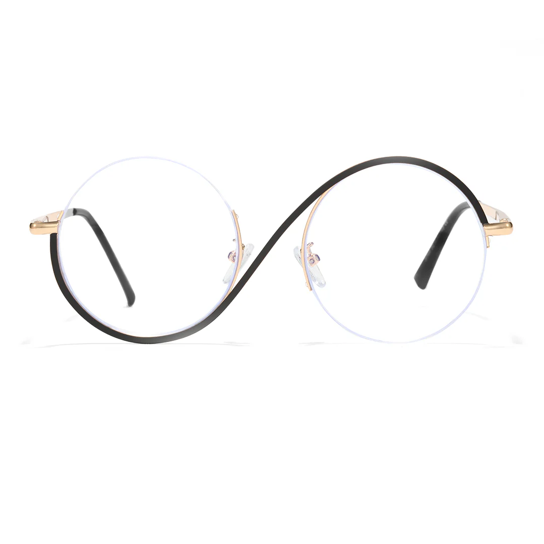 Front view of Wicked round metal eyeglasses RM0332412 in black