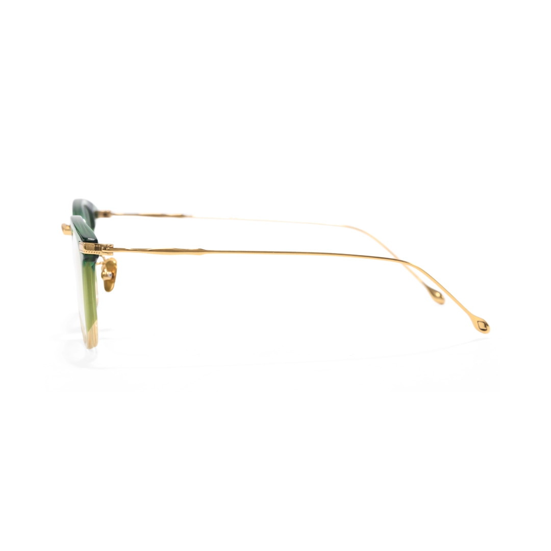 Side view of Wilcox round titanium eyeglasses RX0062207 in green