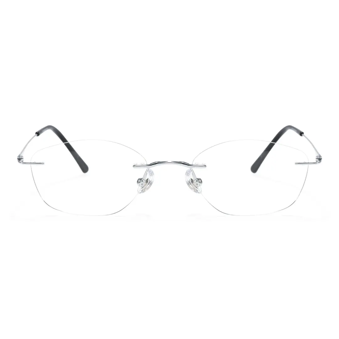 Front view of Willa geometric titanium eyeglasses GT0092603 in silver