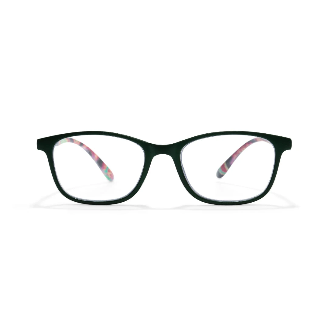 Front view of Wit rectangle pc eyeglasses EP0312505 in green