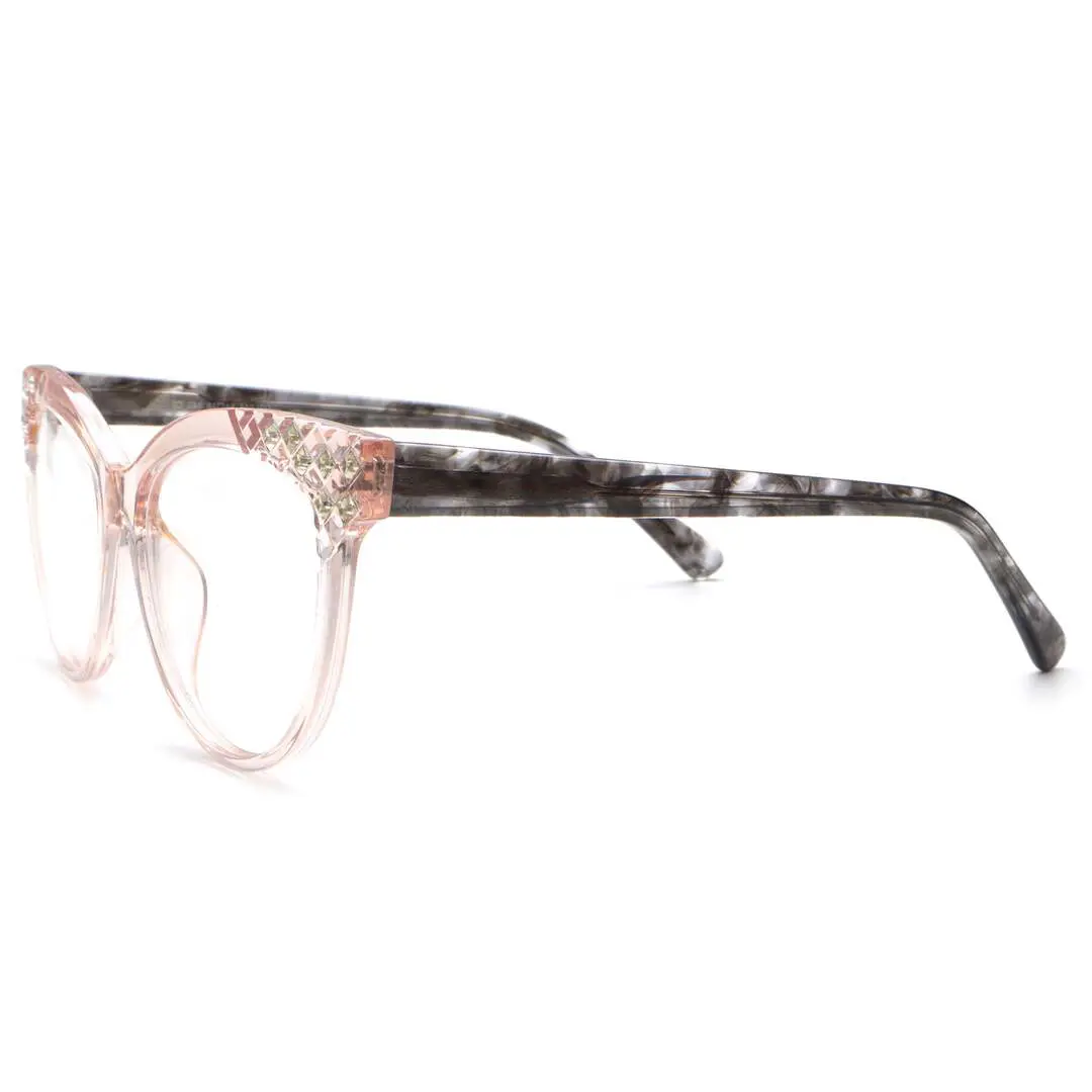 Angle view of Wnbox cat eye tr90 eyeglasses CR0052303 in light pink