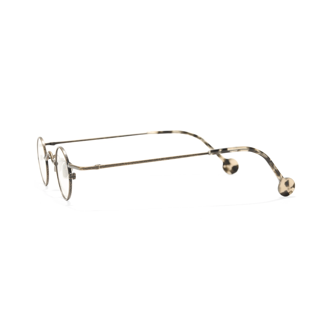 Side view of Xen round metal eyeglasses RM0242601 in bronze